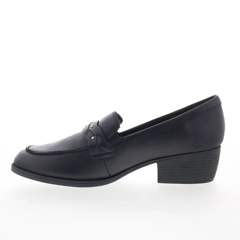 Clarks Charlten Echo 26179566 Womens Black Leather Loafer Flats Shoes