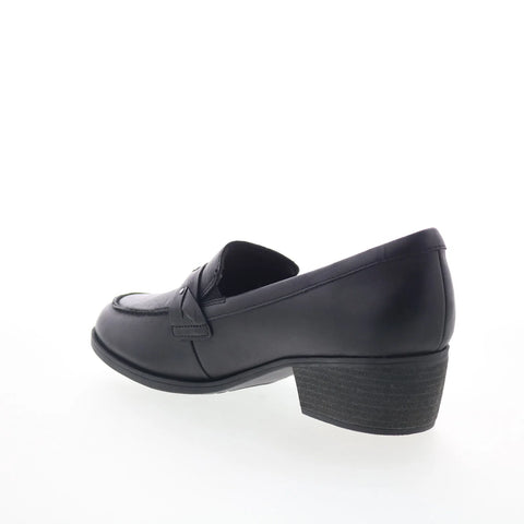 Clarks Charlten Echo 26179566 Womens Black Leather Loafer Flats Shoes