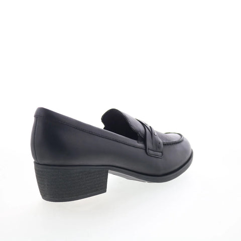 Clarks Charlten Echo 26179566 Womens Black Leather Loafer Flats Shoes
