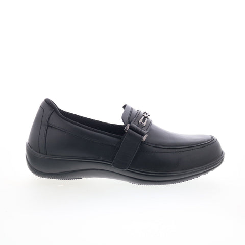 Orthofeet Chelsea 817 Womens Black Leather Loafer Flats Shoes
