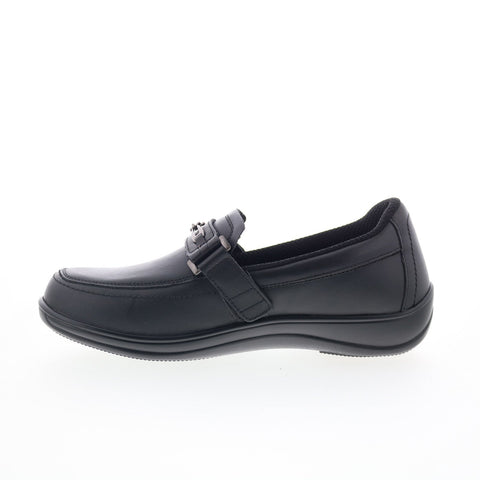 Orthofeet Chelsea 817 Womens Black Leather Loafer Flats Shoes