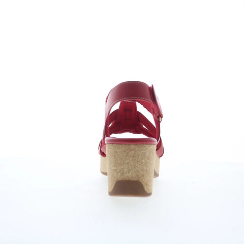 Clarks Chelseah Peak 26179787 Womens Red Leather Strap Sandals Shoes