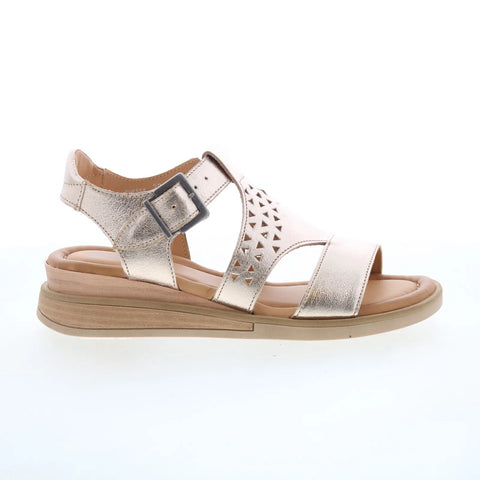 Miz Mooz Chessy Womens Beige Leather Hook & Loop Strap Sandals Shoes