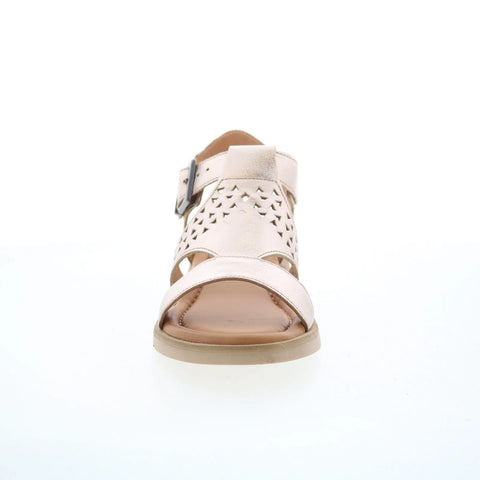 Miz Mooz Chessy Womens Beige Leather Hook & Loop Strap Sandals Shoes