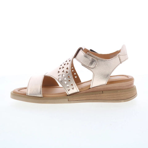 Miz Mooz Chessy Womens Beige Leather Hook & Loop Strap Sandals Shoes
