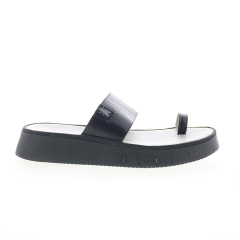 Fly London Chev CHEV316FLY-000 Womens Black Leather Slides Sandals Shoes