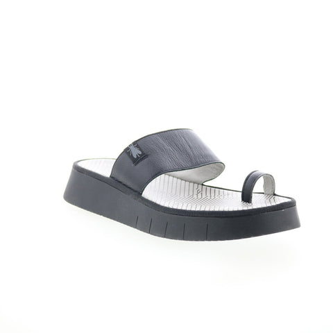 Fly London Chev CHEV316FLY-000 Womens Black Leather Slides Sandals Shoes