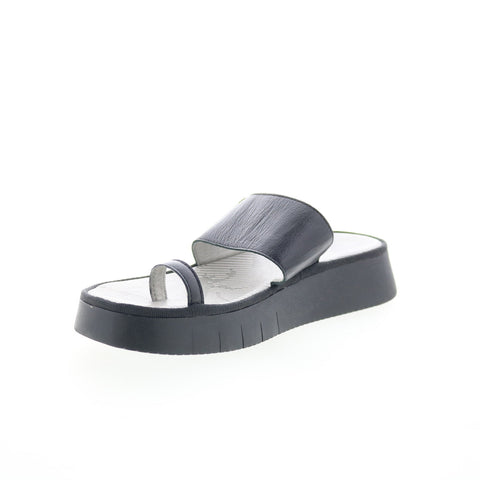 Fly London Chev CHEV316FLY-000 Womens Black Leather Slides Sandals Shoes