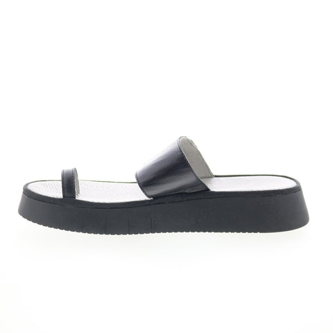 Fly London Chev CHEV316FLY-000 Womens Black Leather Slides Sandals Shoes