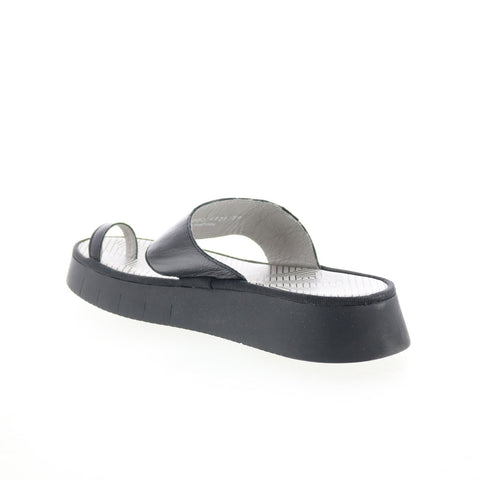 Fly London Chev CHEV316FLY-000 Womens Black Leather Slides Sandals Shoes