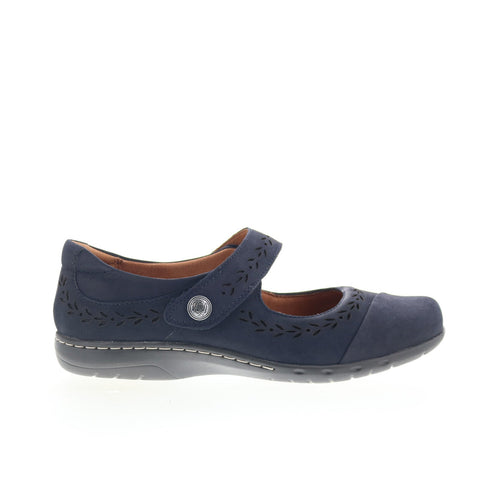 Cobb Hill Perry CHPERRY Womens Blue Suede Strap Mary Jane Flats Shoes