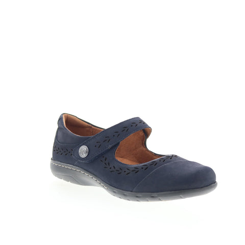 Cobb Hill Perry CHPERRY Womens Blue Suede Strap Mary Jane Flats Shoes