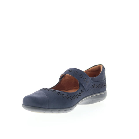 Cobb Hill Perry CHPERRY Womens Blue Suede Strap Mary Jane Flats Shoes