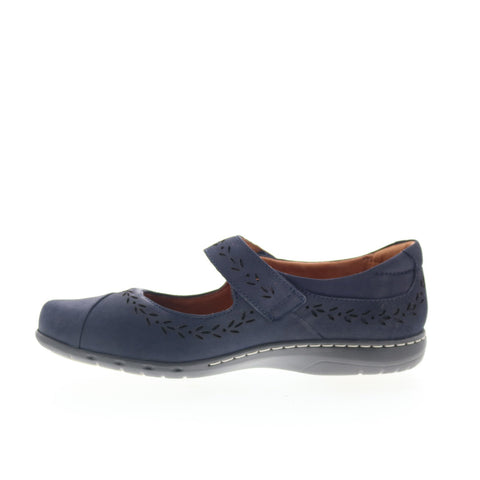 Cobb Hill Perry CHPERRY Womens Blue Suede Strap Mary Jane Flats Shoes