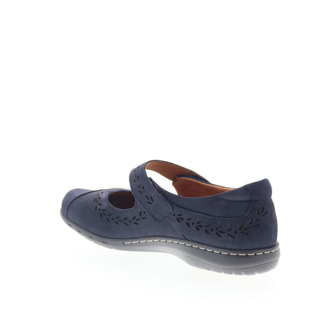 Cobb Hill Perry CHPERRY Womens Blue Suede Strap Mary Jane Flats Shoes