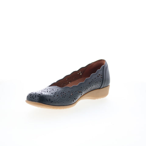 Cobb Hill Rory CHRORY Womens Black Leather Slip On Ballet Flats Shoes
