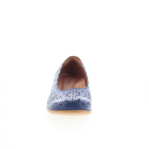 Cobb Hill Rory CHRORY Womens Blue Wide Leather Slip On Ballet Flats Shoes