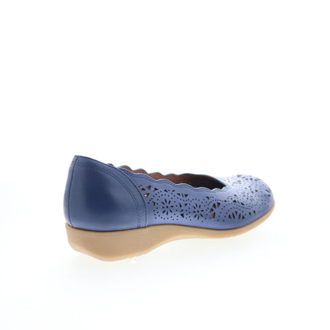 Cobb Hill Rory CHRORY Womens Blue Wide Leather Slip On Ballet Flats Shoes