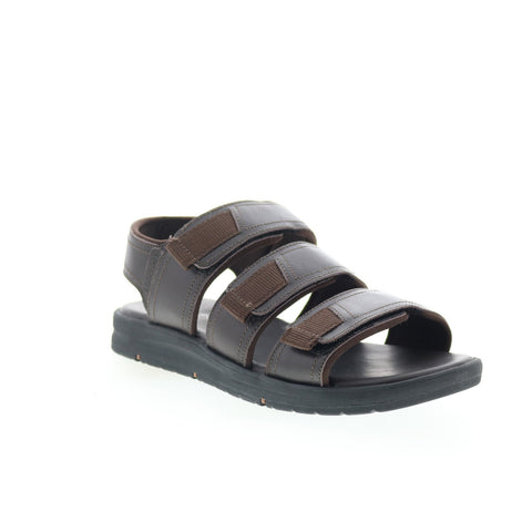 Rockport Lucky Bay Dress 3 Band Mens Brown Wide Leather Sport Sandals Shoes