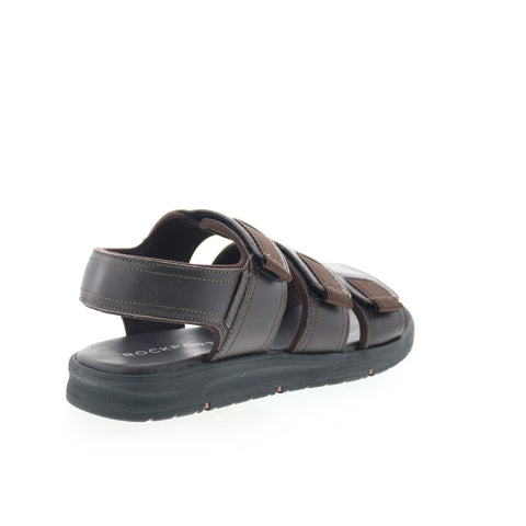 Rockport Lucky Bay Dress 3 Band Mens Brown Wide Leather Sport Sandals Shoes