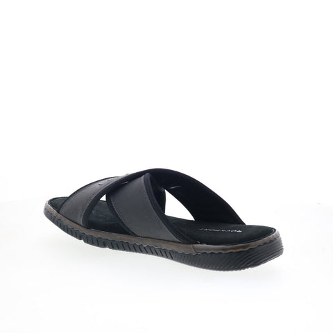 Rockport Jasper X Band CJ4590 Mens Black Leather Slides Sandals Shoes