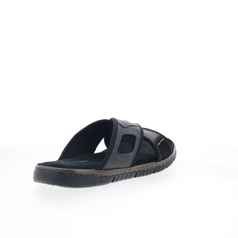 Rockport Jasper X Band CJ4590 Mens Black Leather Slides Sandals Shoes