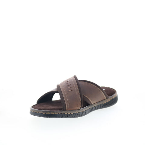 Rockport Jasper X Band CJ4591 Mens Brown Leather Slides Sandals Shoes