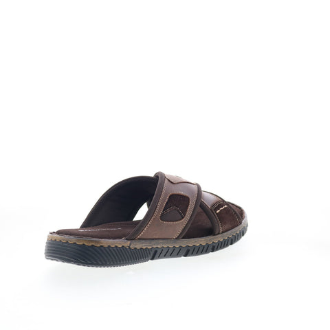 Rockport Jasper X Band CJ4591 Mens Brown Wide Leather Slides Sandals Shoes