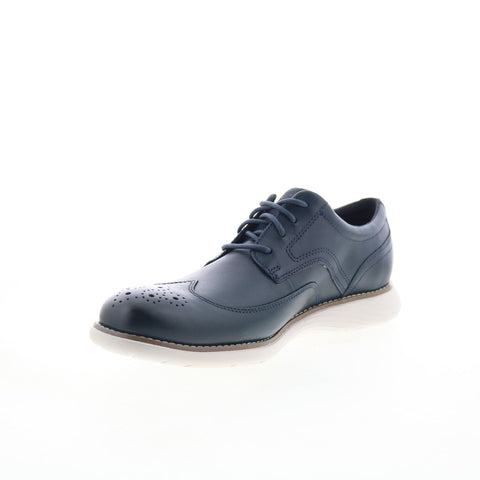 Rockport Garett Wingtip Mens Blue Oxfords & Lace Ups Wingtip & Brogue Shoes