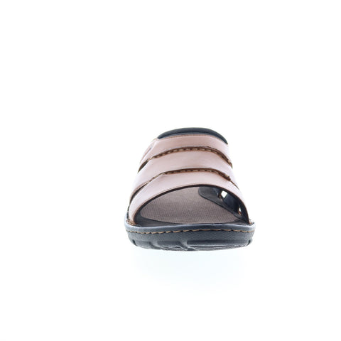 Rockport Darwyn CI9181 Mens Brown Leather Slip On Slides Sandals Shoes