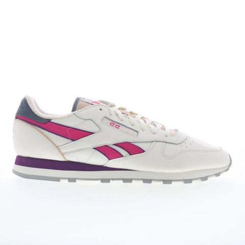 Reebok Classic Leather Mens White Leather Lace Up Lifestyle Sneakers Shoes