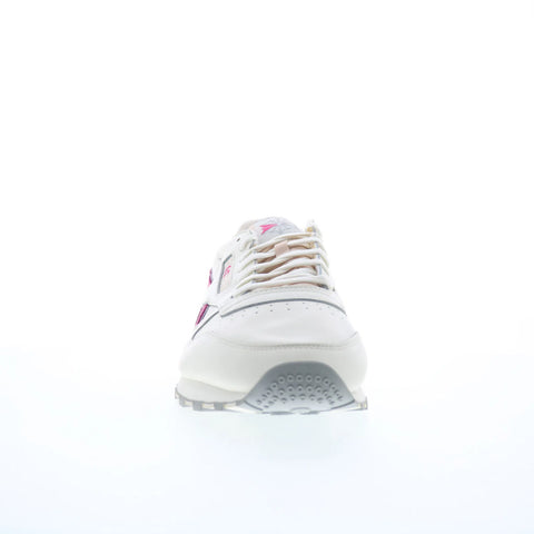 Reebok Classic Leather Mens White Leather Lace Up Lifestyle Sneakers Shoes