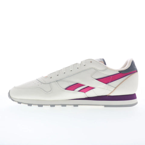 Reebok Classic Leather Mens White Leather Lace Up Lifestyle Sneakers Shoes
