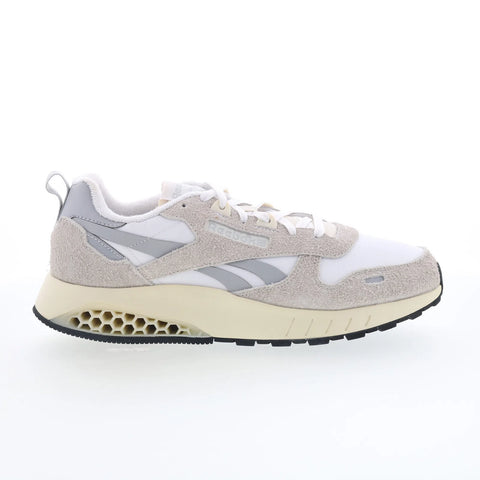 Reebok Classic Leather Hexalite Mens White Suede Lifestyle Sneakers Shoes