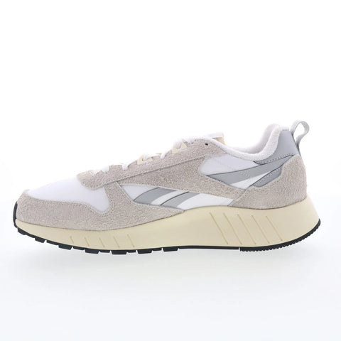 Reebok Classic Leather Hexalite Mens White Suede Lifestyle Sneakers Shoes