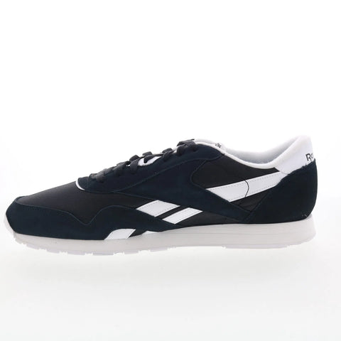 Reebok Classic Leather Nylon Mens Black Suede Lifestyle Sneakers Shoes