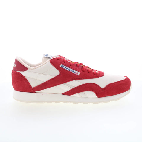 Reebok Classic Nylon Mens White Suede Lace Up Lifestyle Sneakers Shoes
