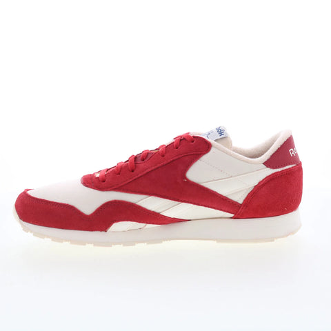 Reebok Classic Nylon Mens White Suede Lace Up Lifestyle Sneakers Shoes