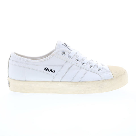 Gola Coaster Leather CLA309 Womens White Canvas Lifestyle Sneakers Shoes