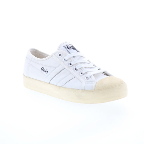 Gola Coaster Leather CLA309 Womens White Canvas Lifestyle Sneakers Shoes