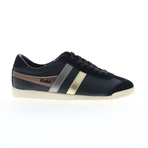 Gola Bullet Trident CLA412 Womens Black Leather Lifestyle Sneakers Shoes
