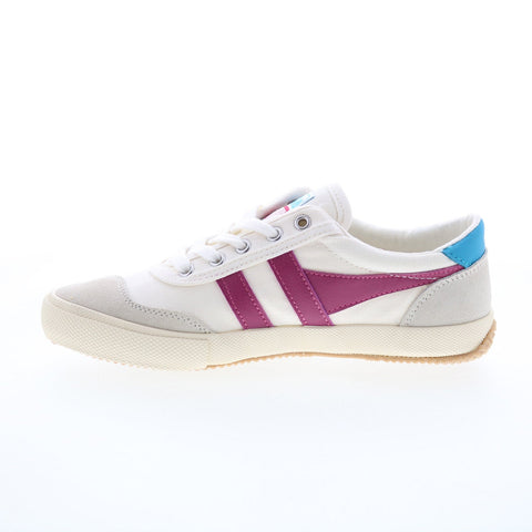 Gola Badminton CLA548 Womens White Suede Lace Up Lifestyle Sneakers Shoes