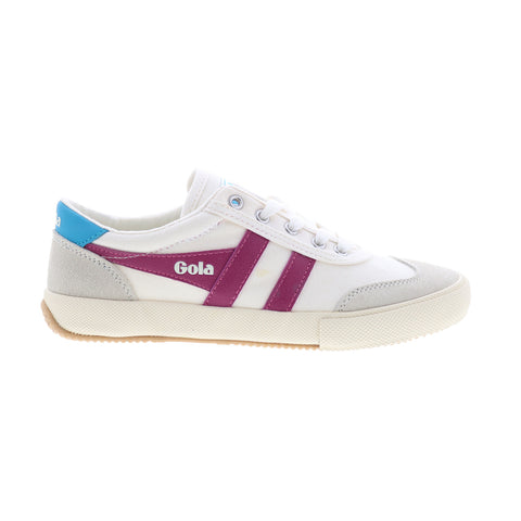 Gola Badminton CLA548 Womens White Suede Lace Up Lifestyle Sneakers Shoes