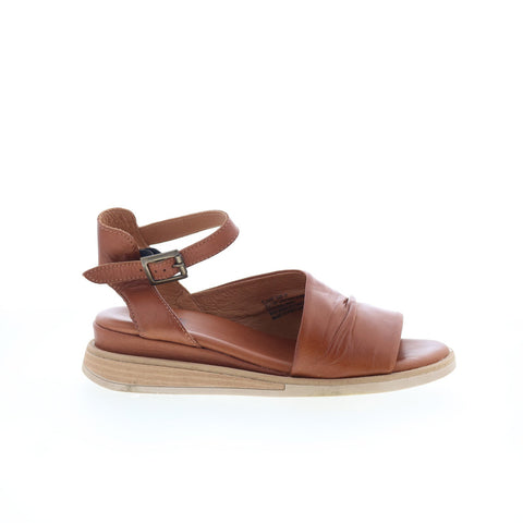 Miz Mooz Claire Womens Brown Leather Hook & Loop Slingback Sandals Shoes