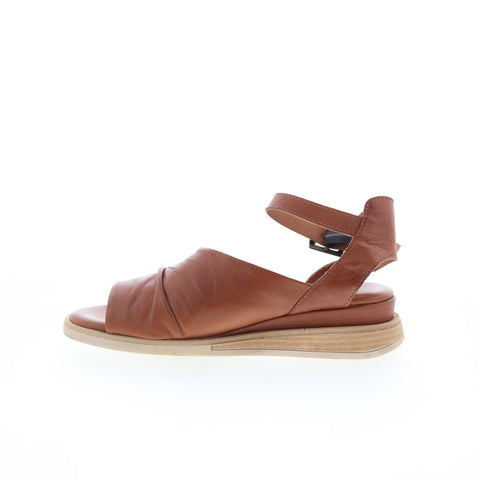 Miz Mooz Claire Womens Brown Leather Hook & Loop Slingback Sandals Shoes