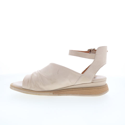 Miz Mooz Claire Womens Beige Leather Hook & Loop Slingback Sandals Shoes
