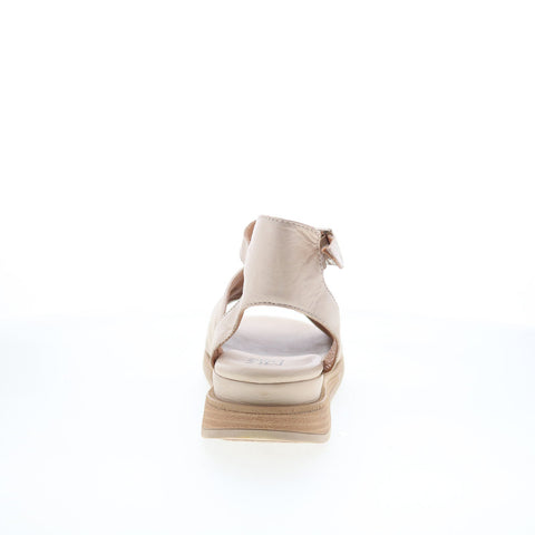 Miz Mooz Claire Womens Beige Leather Hook & Loop Slingback Sandals Shoes