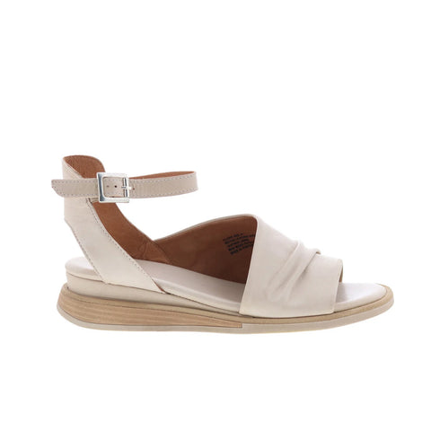 Miz Mooz Claire Womens Beige Leather Hook & Loop Slingback Sandals Shoes