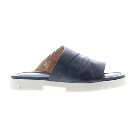 Miz Mooz Claribel Womens Black Leather Slip On Slides Sandals Shoes