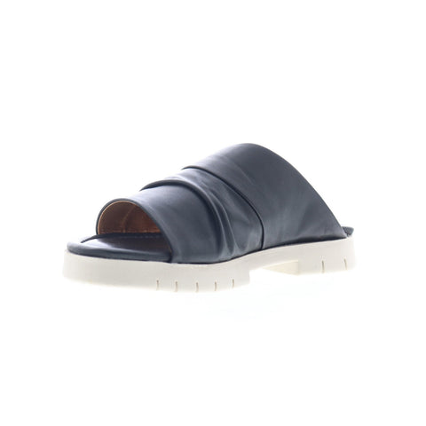 Miz Mooz Claribel Womens Black Leather Slip On Slides Sandals Shoes